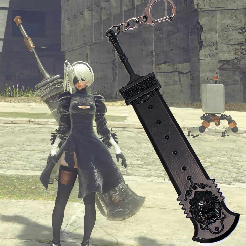 Брелок NieR Automata Heroine 2B, модель оружия для мужчин и женщин, черный  металлический брелок для ключей, брелок для ключей, поклонники косплея, ...