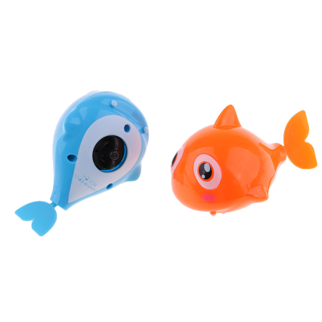 2Pcs Random Pull Cartoon Wind Up Shark Animals Baby Bath Kids Clockwork Toys
