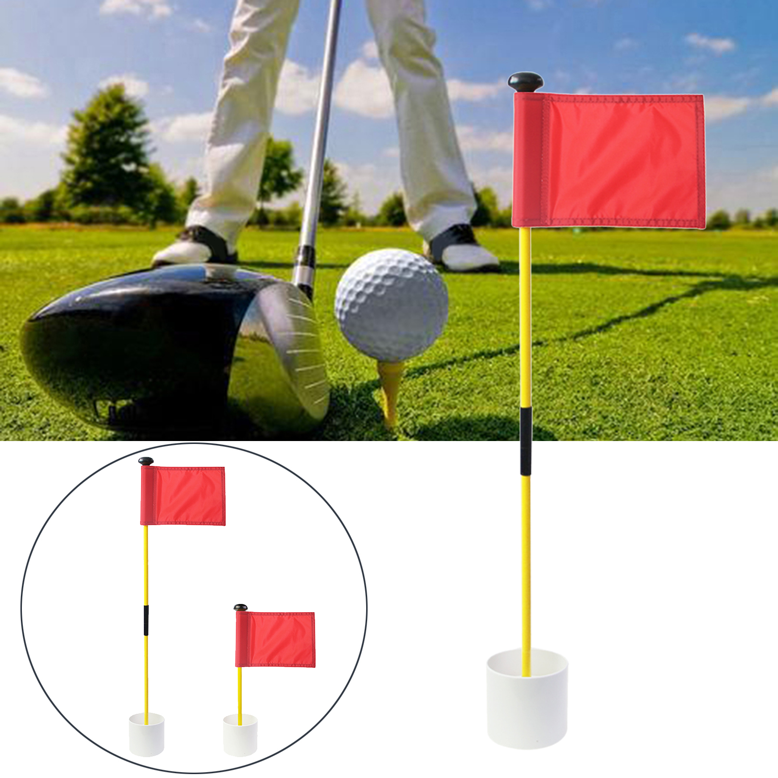 Premium Golf Flag Stick Backyard Garden Cup Folding Flagstick Practice Set