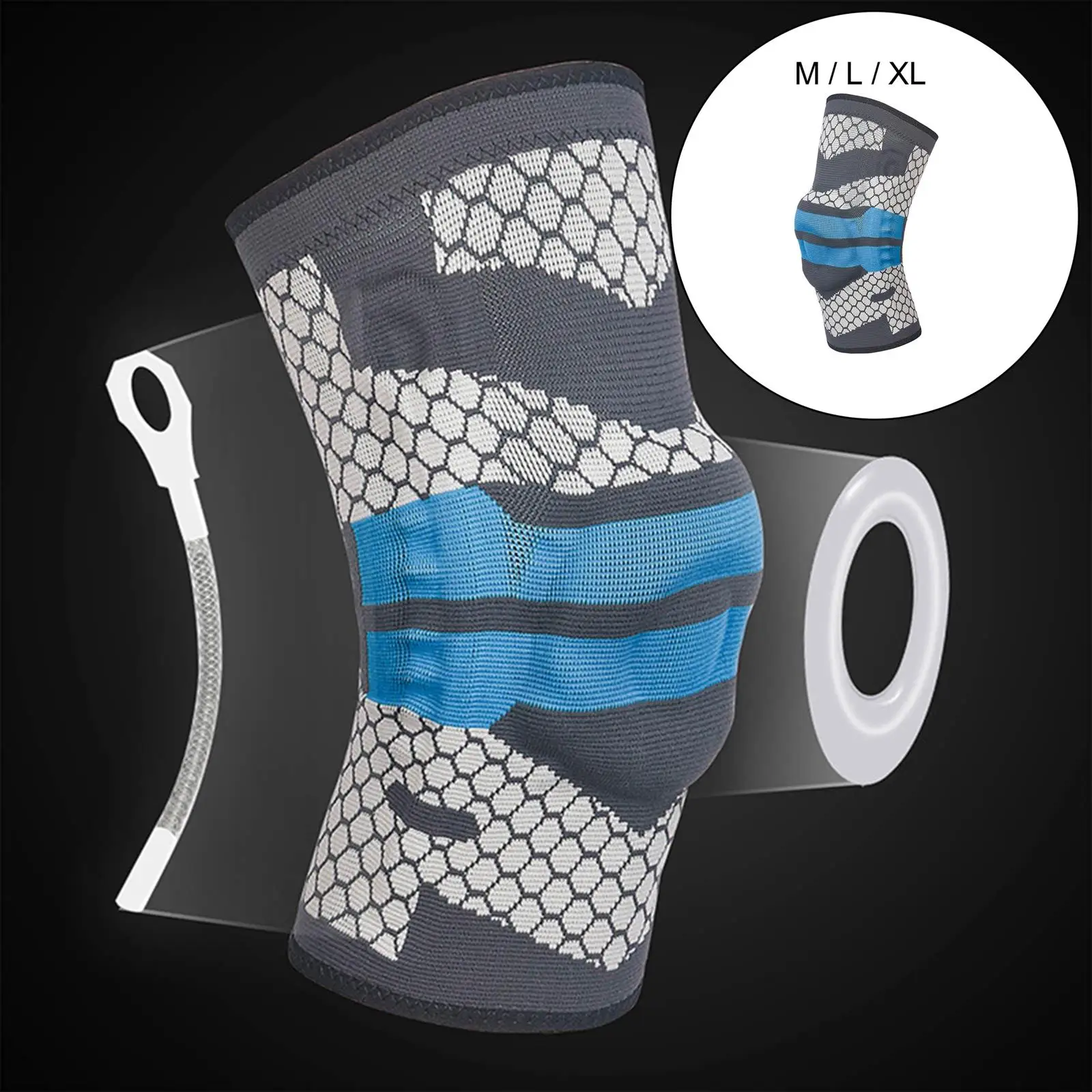 Knee Brace Keep Warm Washable Absorb Sweat Protection Knees Protective Gear Shock Cushioning Nylon for Running Mountaineering