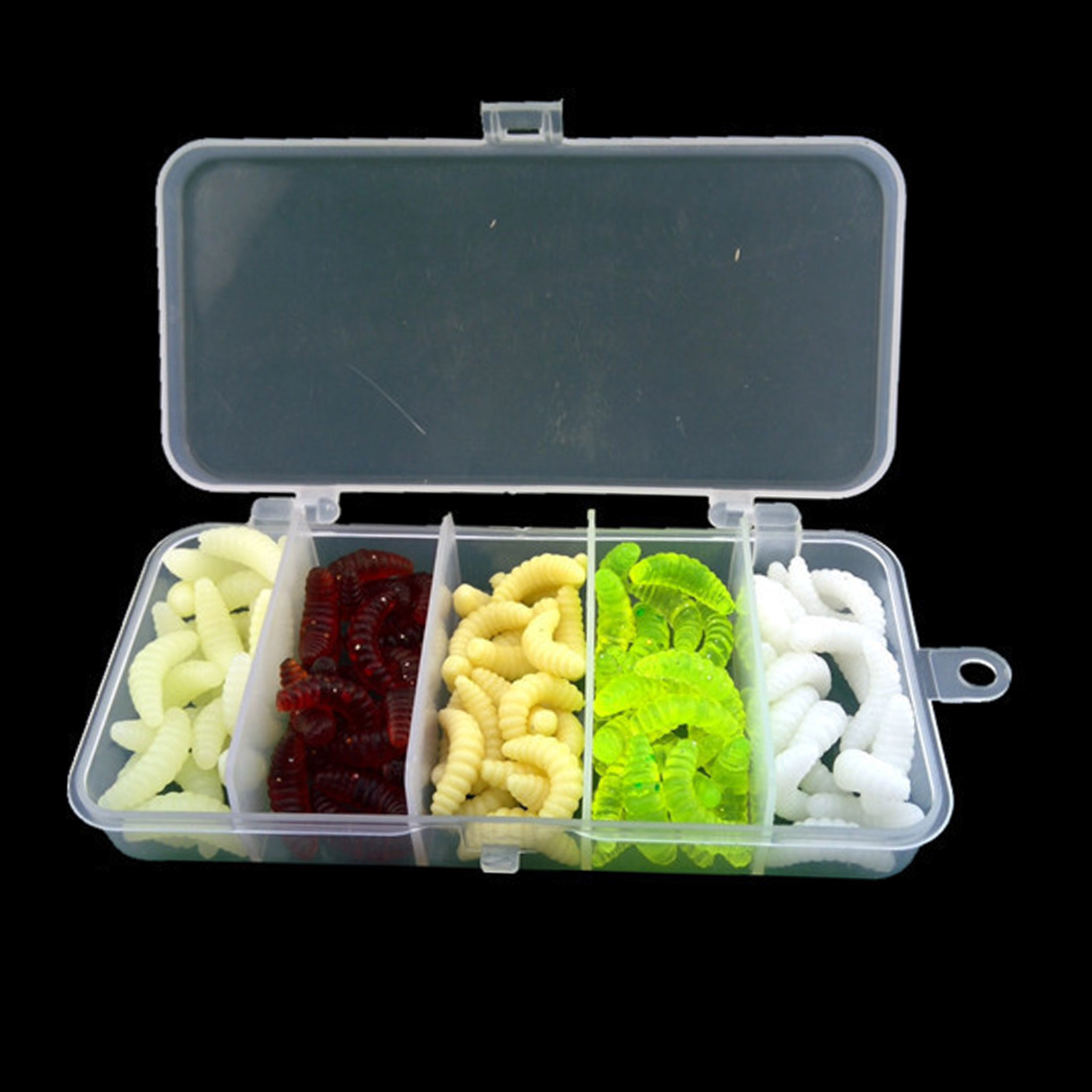 100x Soft Fishing Lures 2.4cm 1inch Larva Worm Swimbaits Trout Baits Tools