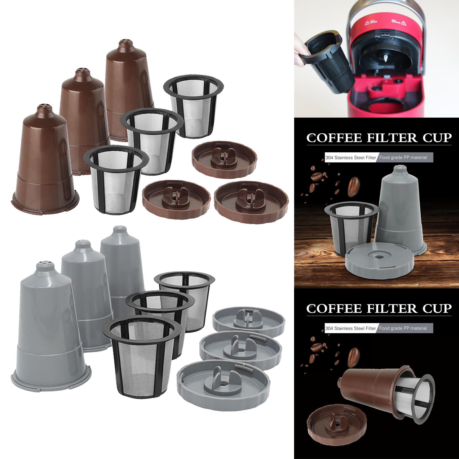 3x Reusable K Cups Easy To Use Refillable Single Cup Coffee Filters for Kitchen Bar Cafe Coffee Maker Accessory