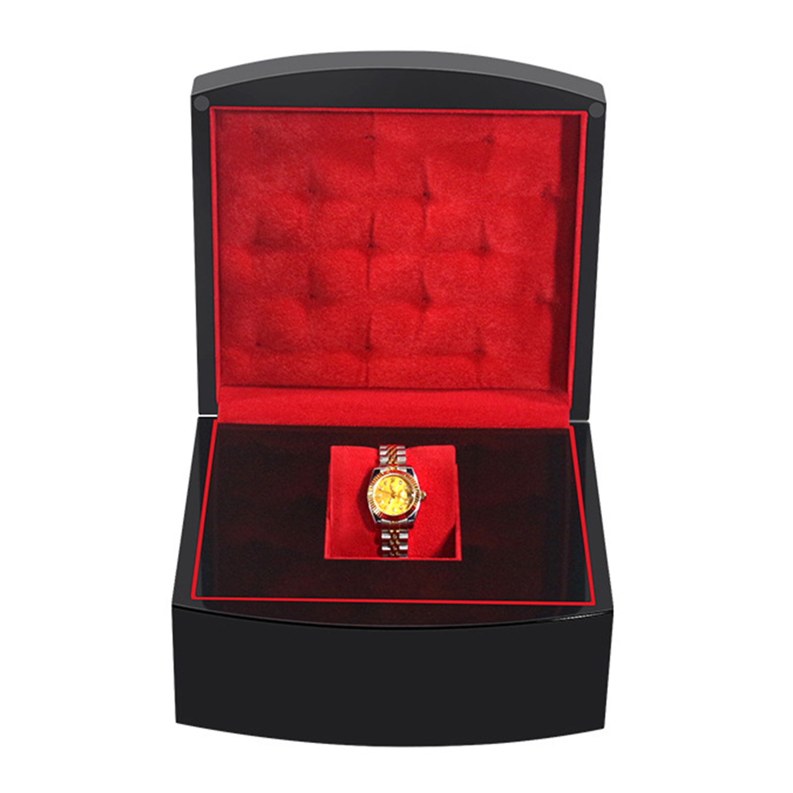 Single Slit Watch Box Flannel Wood Wrist Watch Showcase Portable Organizer for Men Women Travel Gift Bracelet Watch Box