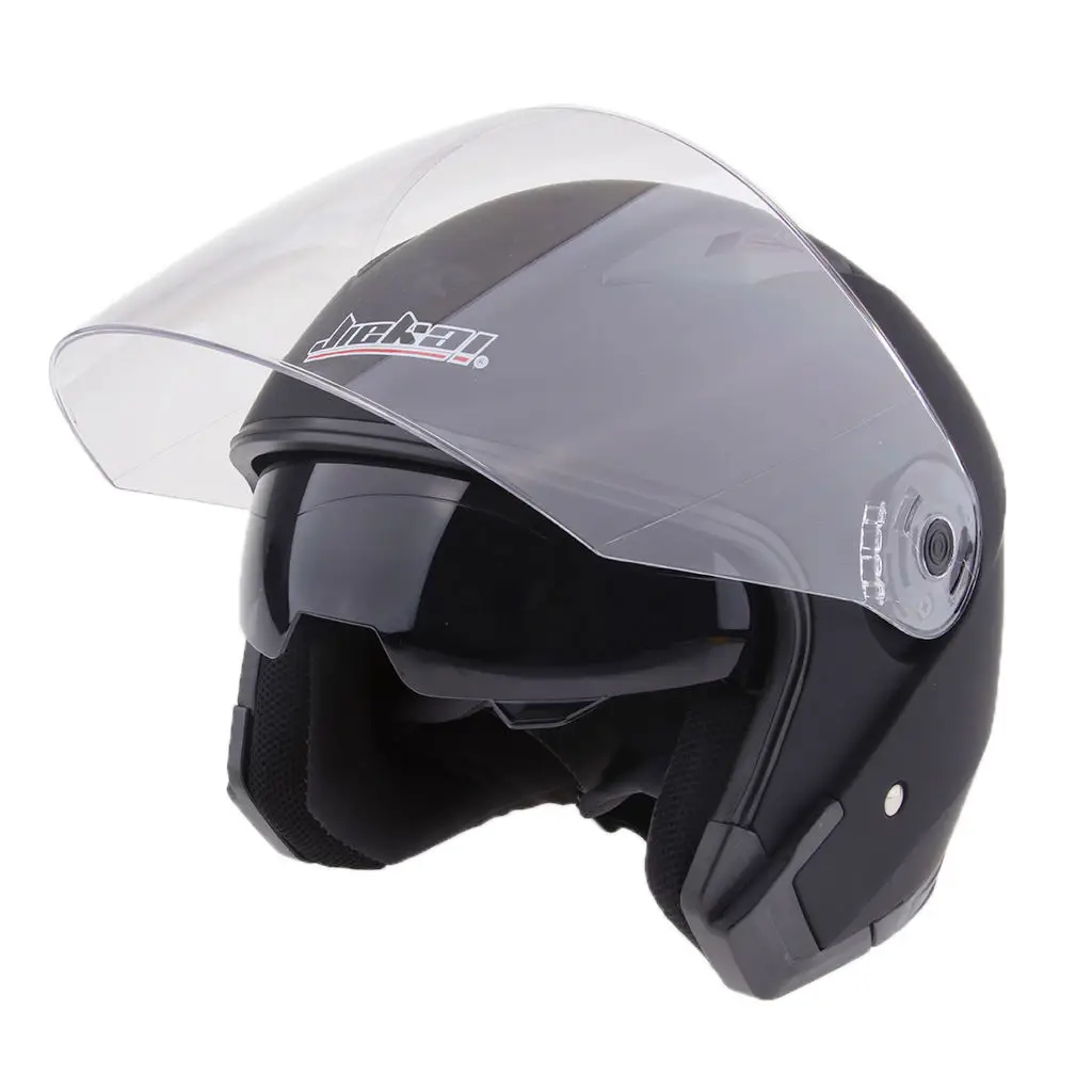 1 Piece Motorcycle 3/4 Open Face Helmet with Full Face Shield Visor Sun Shield Full Face Helmet ABS Double Face Mirror Helmet