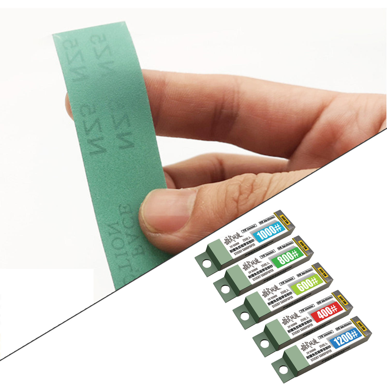 125 Pcs Model Abrasive Reuse Sticky Wear-resisting Sandpaper with Back Glue