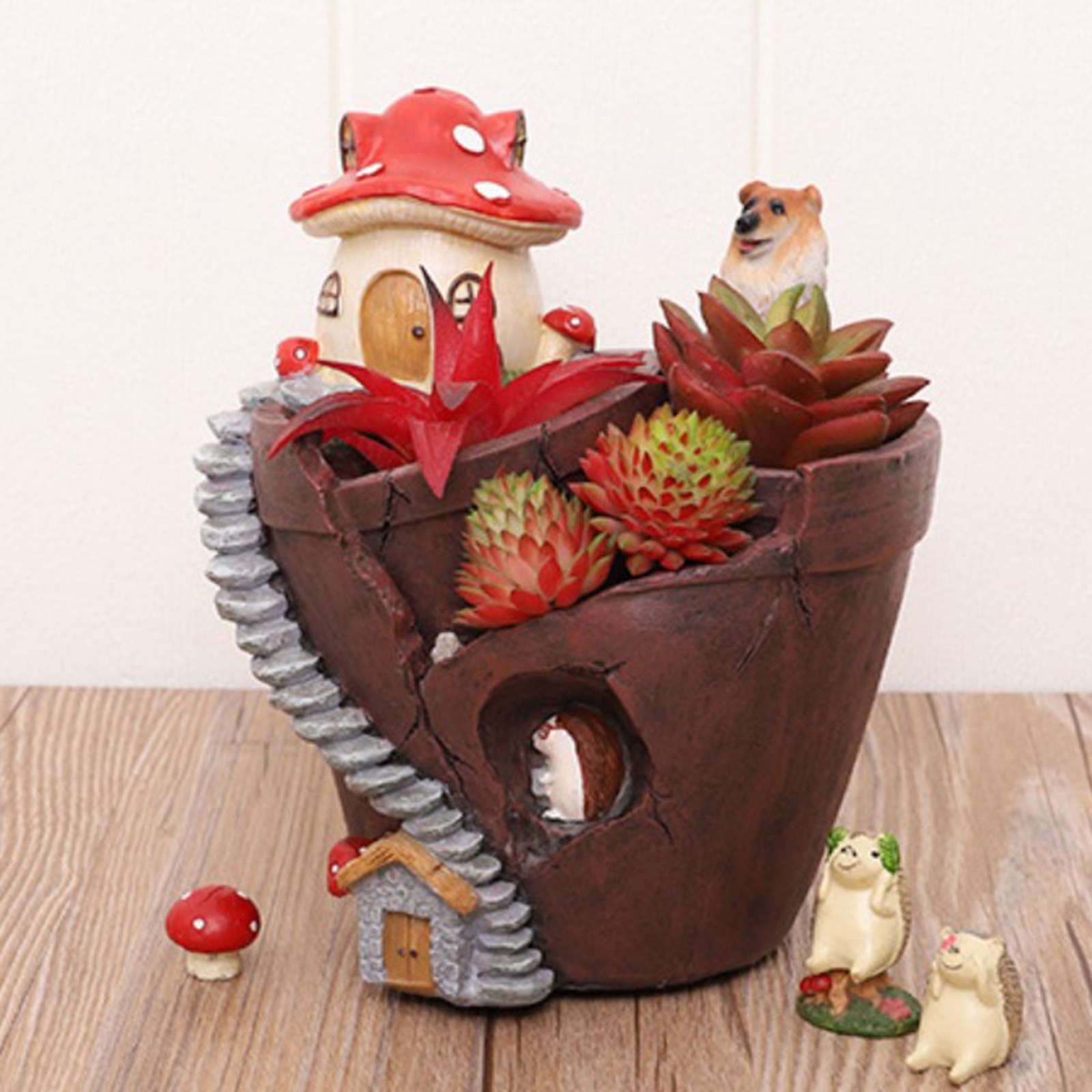 Resin Flowerpot Succulent Plants Planter Desktop Potted Plant Home Garden Decoration Bonsai Pots