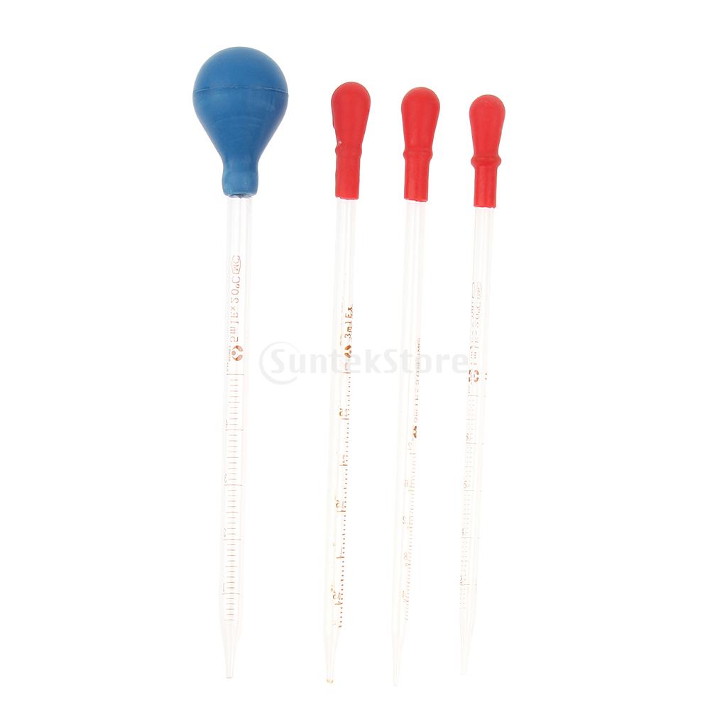 Precise 1-5ml Glass Pipette Graduated School Lab Dropper with Rubber Cap
