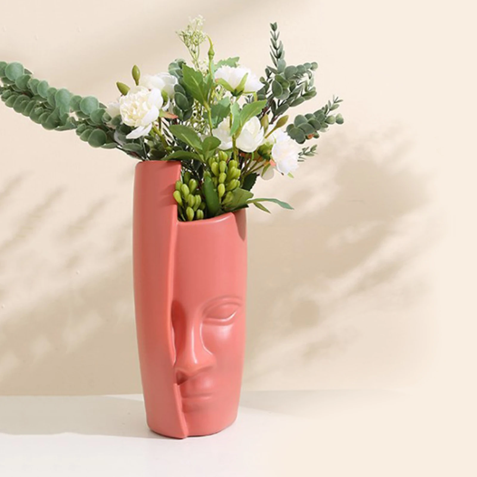 Decorative Flower Vase Human Face Planter Pot Flower Arrangements Home