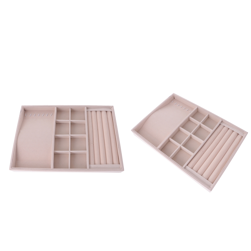 2 x Jewel Ring Earring Necklace Display Organizer Box Tray Storage Showcase