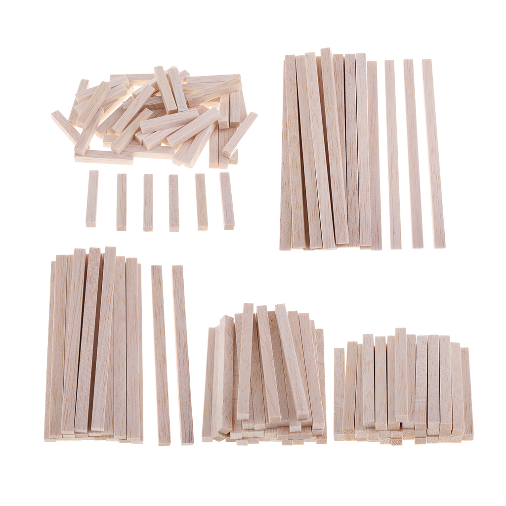 Square Balsa Wood Stick Unfinished Woodcraft Dowel Rod for Kindergarten Handmade