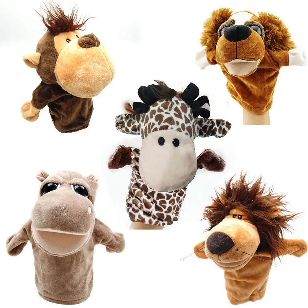 Kids Child Cartoon Animal Hand Glove Puppets Soft Plush Lion Monkey Toys Dolls 