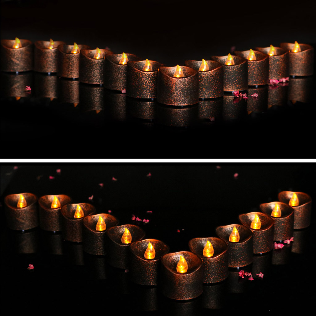 1Pc Vintage Style Black Wax LED Candle Flameless Tea Light Votive Candle for Wedding Birthday Party Table Decoration