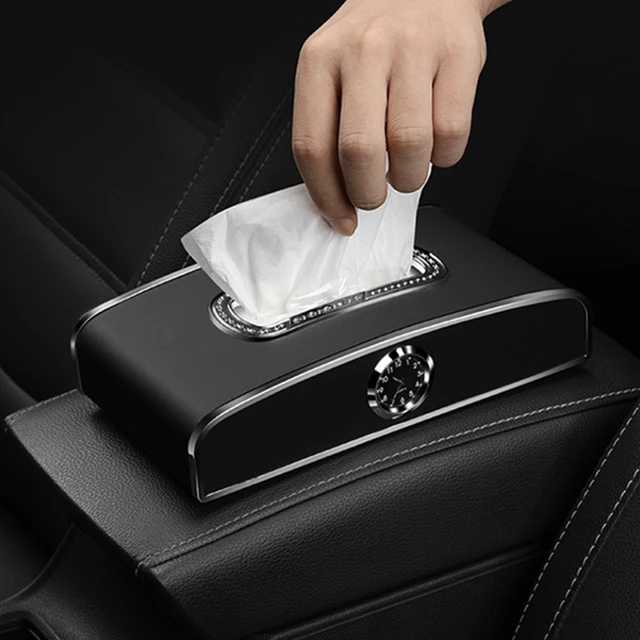 Multi-function Car Clock Tissue Box Cover Towel Car Headrest Back Paper  Napkin Case Holder - Tissue Boxes - AliExpress
