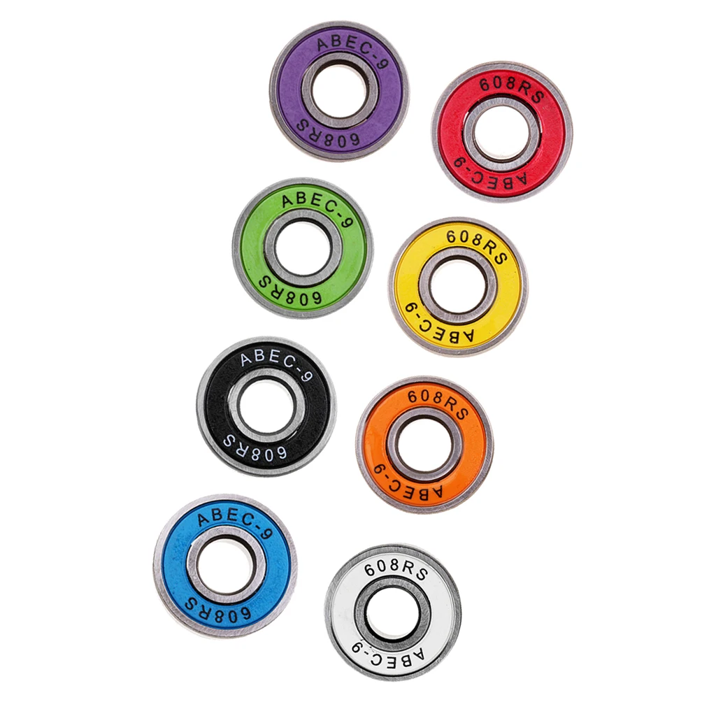 8Pcs ABEC-9 608 2RS Wheel bearing Skateboard Stunt Scooter Inline Roller Skate