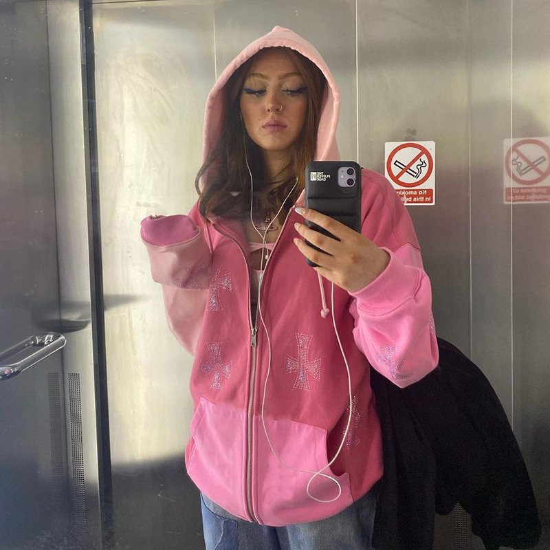 hoodies 90s feminino outono inverno oversized casaco outwear vintage streetwear