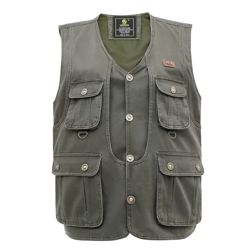 Fishing Vest Men Gilet Waistcoat Pockets Vest for Fishing Hunting Hiking Sleeveless Jacket