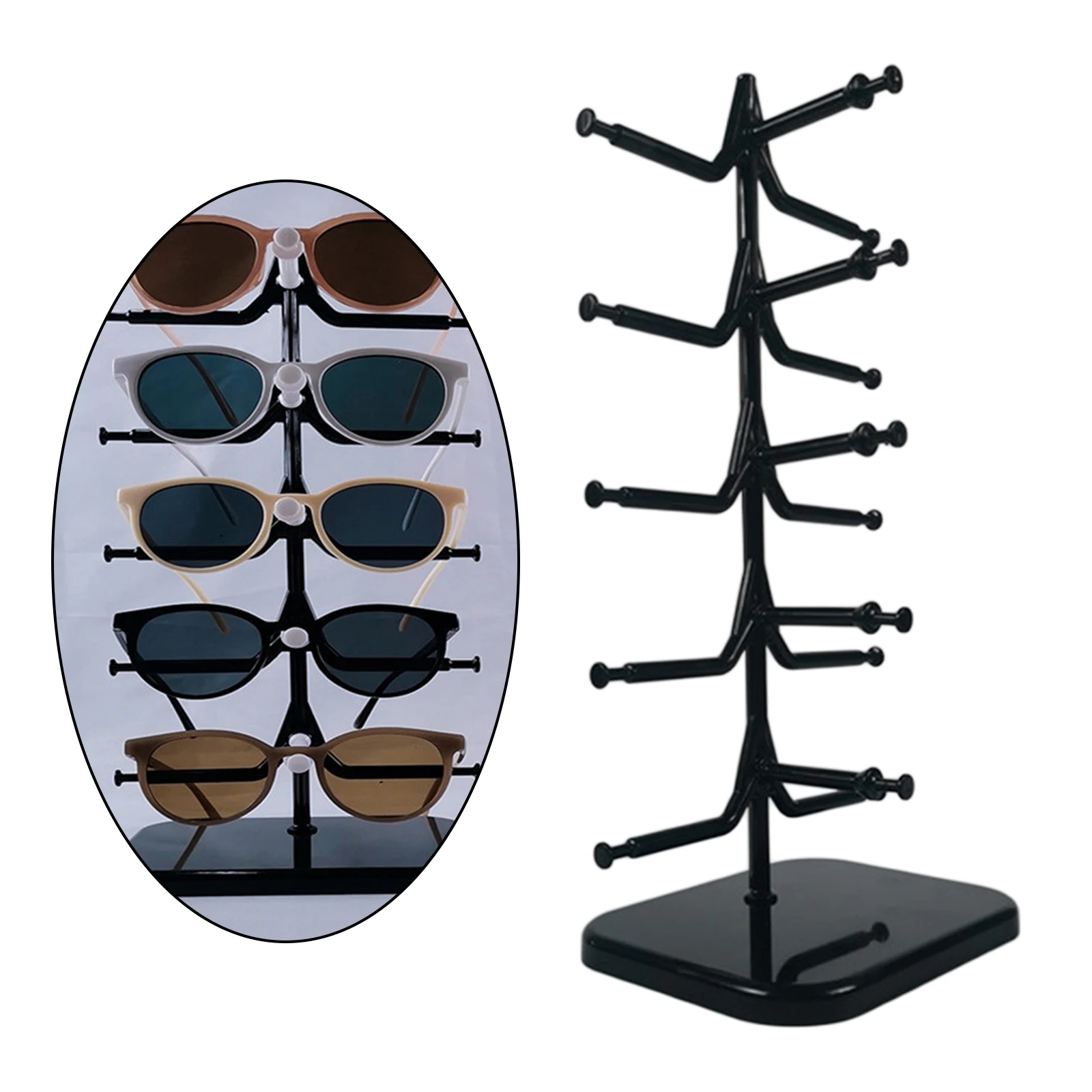 Sunglasses Eyeglasses Display Stands Shelf Glasses Display Show Stand Holder Rack for 5 Pairs Glasses