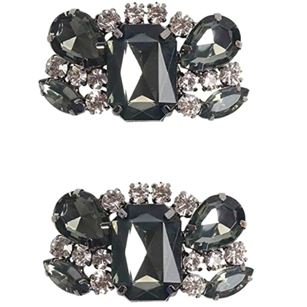 2x Shining Rhinestones Flower Buckle Decorative Shoe Clips DIY Bridal Shoe Accessories