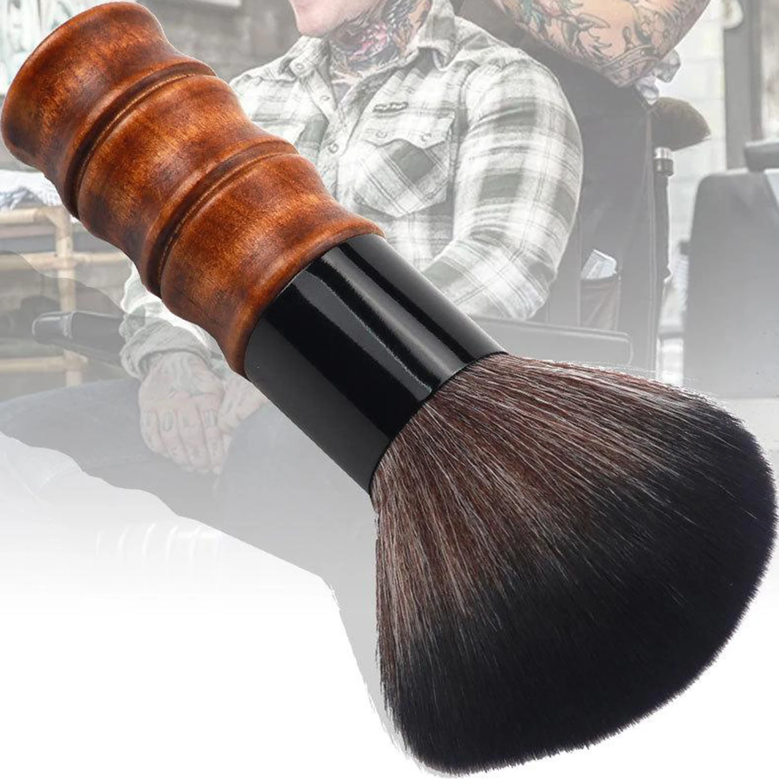 Neck Hair Brush Natural Fiber Cleaning Kit for Hair Sweep Hair Styling Tool Soft Black Neck Face Duster Beard Brushes 