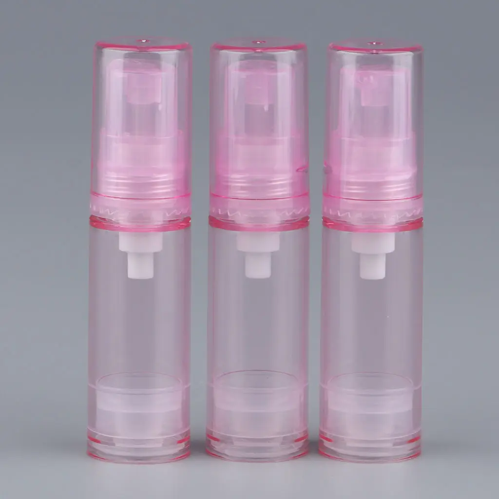 3Pcs 0.17oz Airless Pump Transparent Bottle Lotion Cosmetic Refill Container