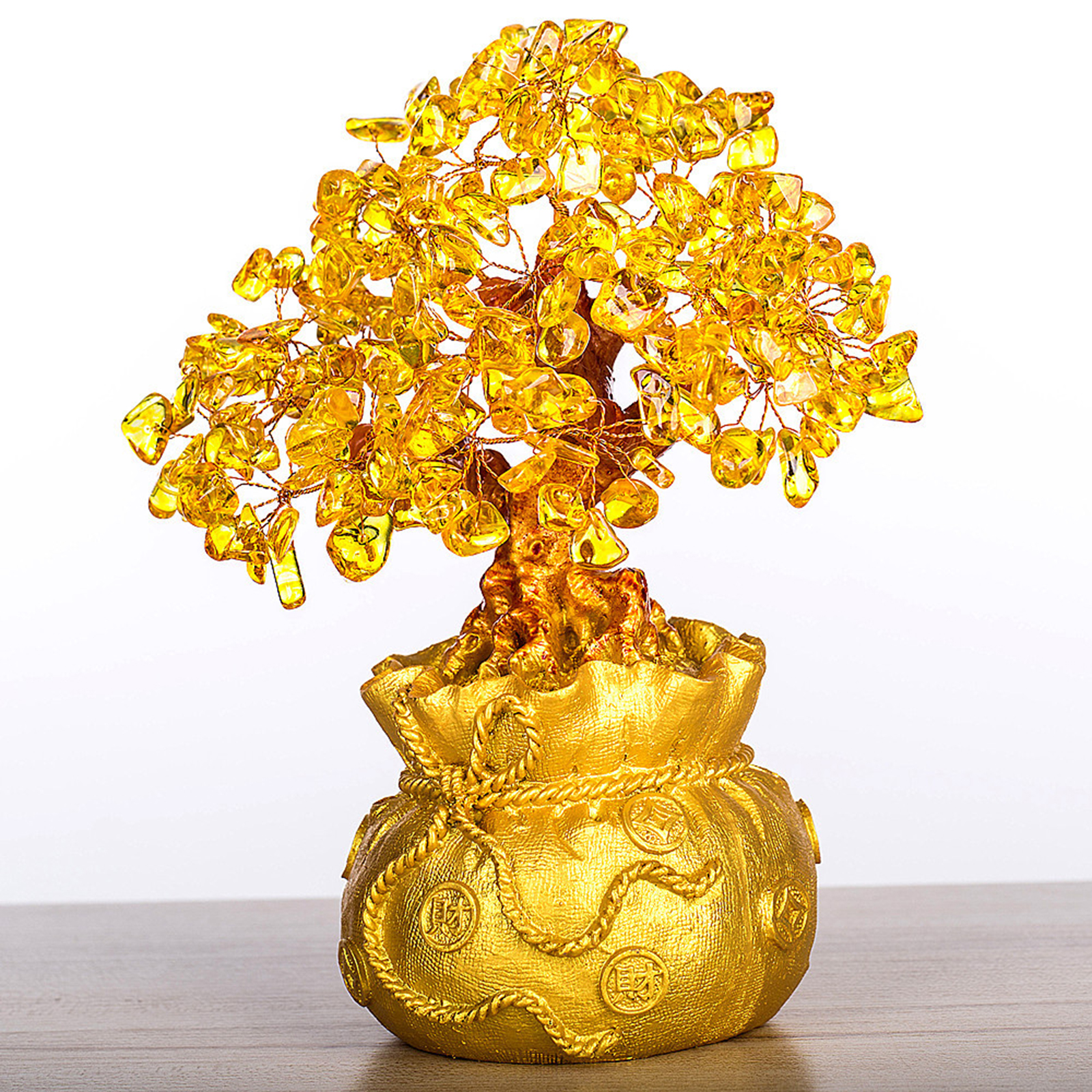 Tree Wealth Fortune Crystal Lucky Money Tree Home Office Decor Ornaments
