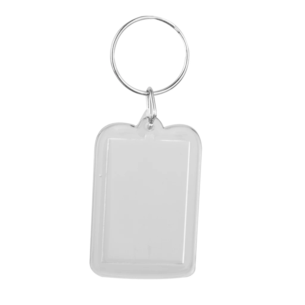 20 X Oblong Blank Clear Acrylic Keyring Make Your Own Photo Keychain