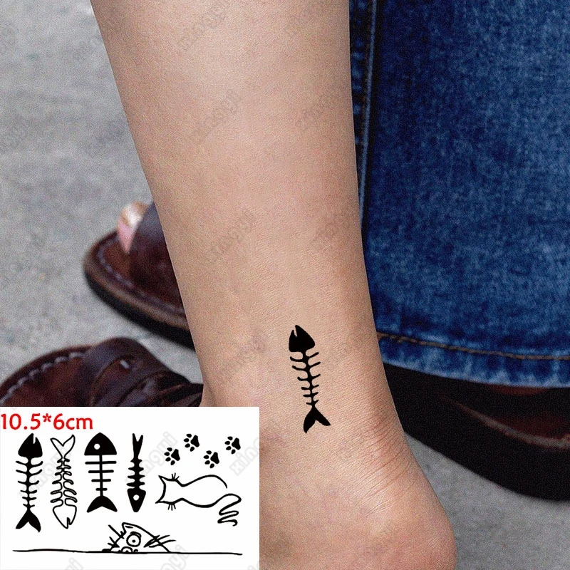 Тату (татуировка) Тату кошки на ноге - фото татуировки ()