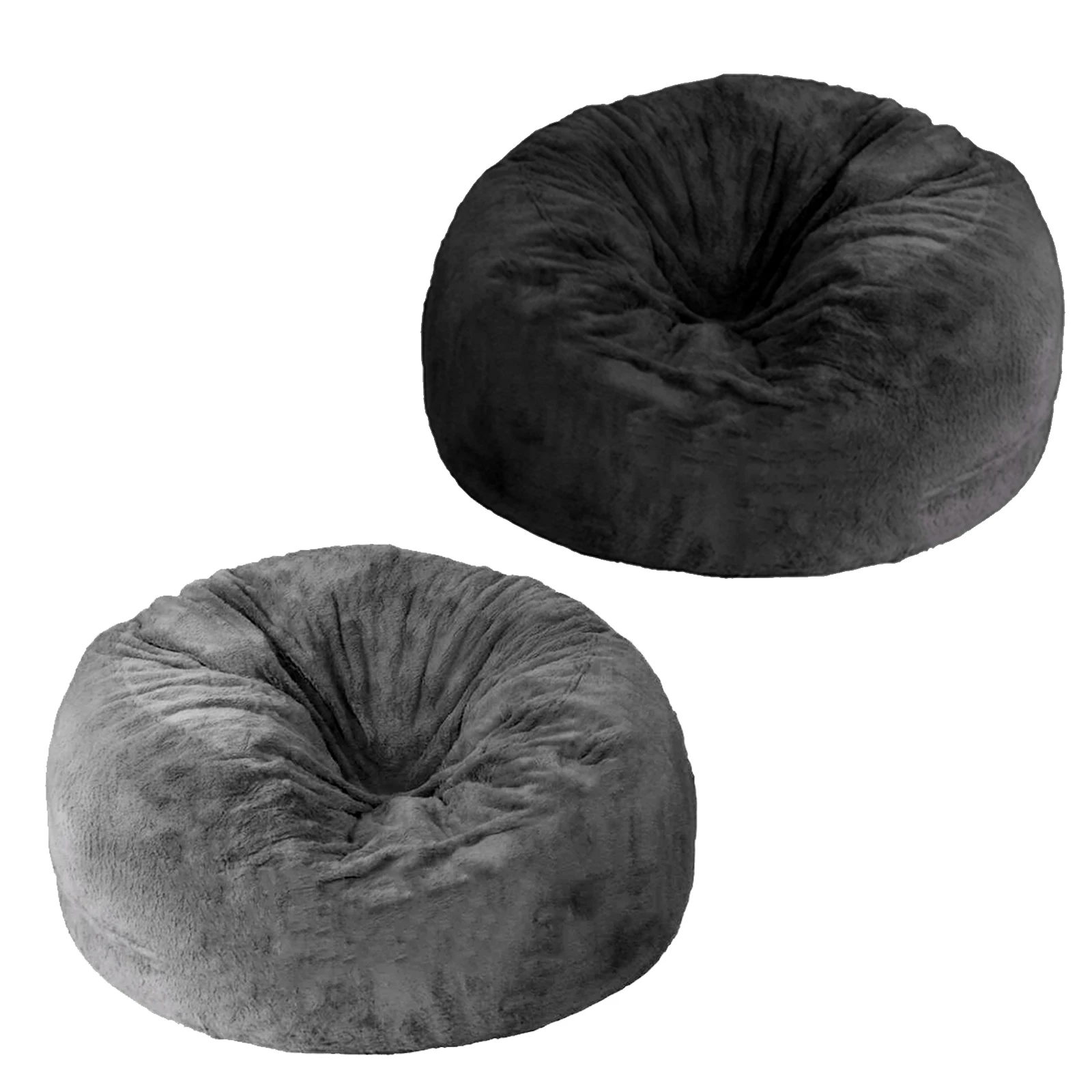 Round Plush Bean Bed Bag Cover Home Kids Room Furniture Protector Solid Color Washable Lazy Sofa Bed Cover Tatami Cover