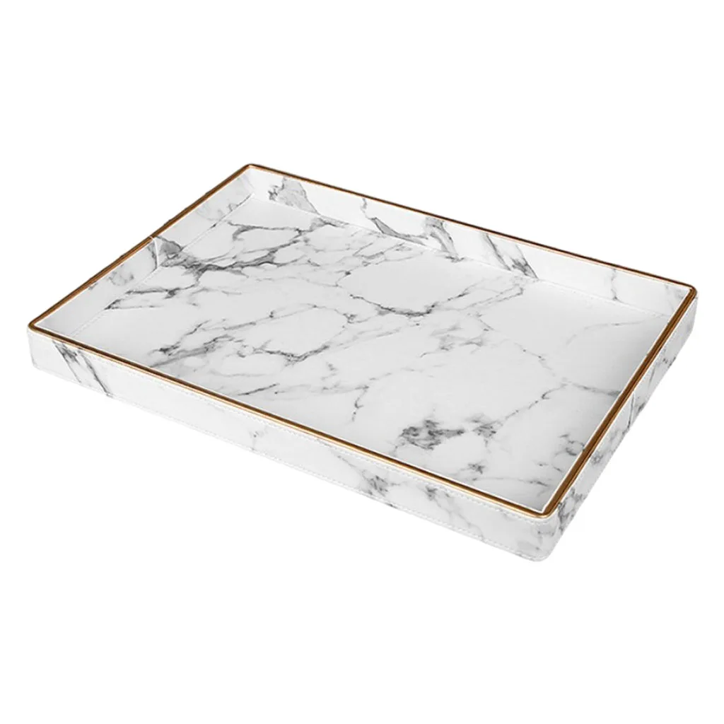 Nordic Marble Texture Table Tray Jewelry Organizer Display Tray Kitchen Washing Table Organizer Plate