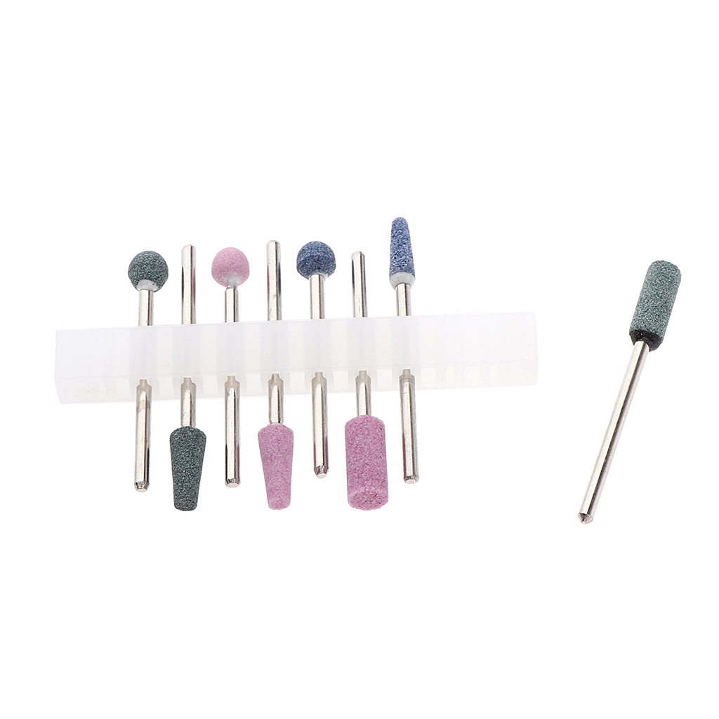 8Pcs Cuticle Nail Drill Bits Set Emery Quartz Nail Files Bit Grinding Head Manicure Pedicure Tools 3/32’’