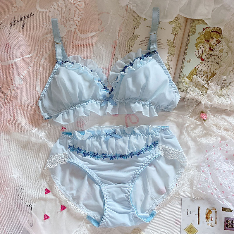 Japanischen Unterwäsche Set Lolita Bh und Panty Fee Süße Spitze Blütenblatt Sexy Dünne Reine Desire Draht Freies Dreieck Tasse Bh set Mädchen – Detail 2