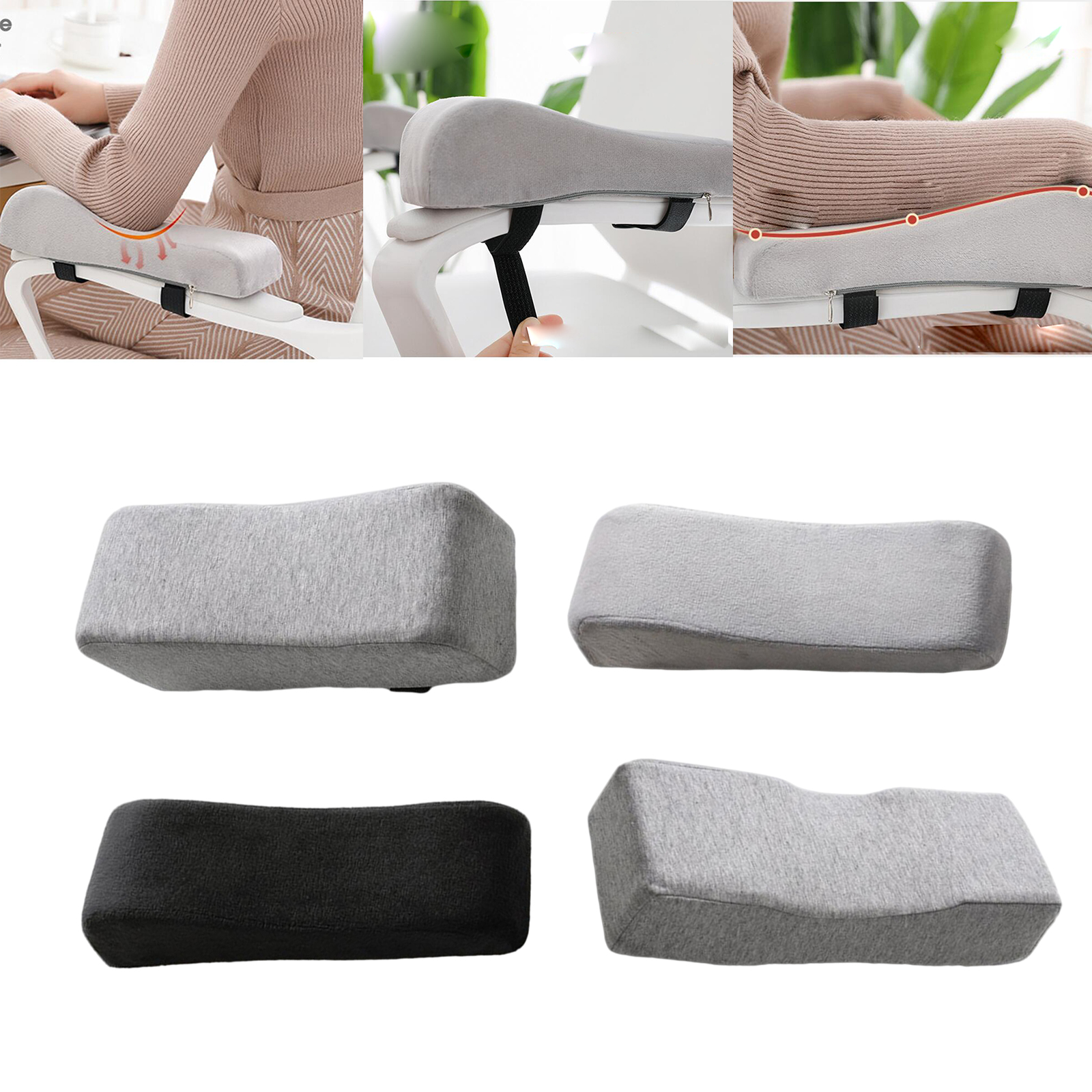 2Pcs Comfortable Office Chair Armrest Pad Memory Foam Thick Elbow Pillow for Gaming Chair