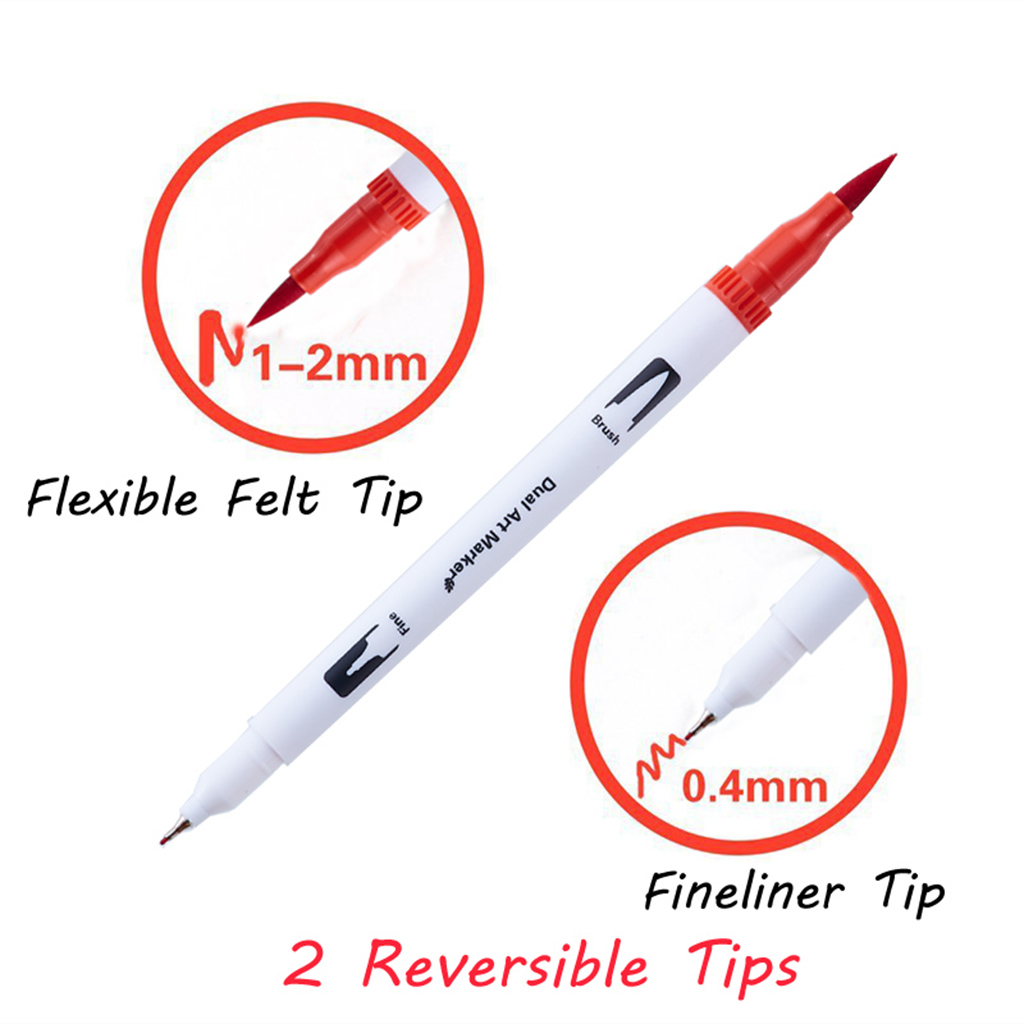 12 Colors Watercolor Dual Tip Brush Pen Kit for Kids Hand Lettering ODORLESS