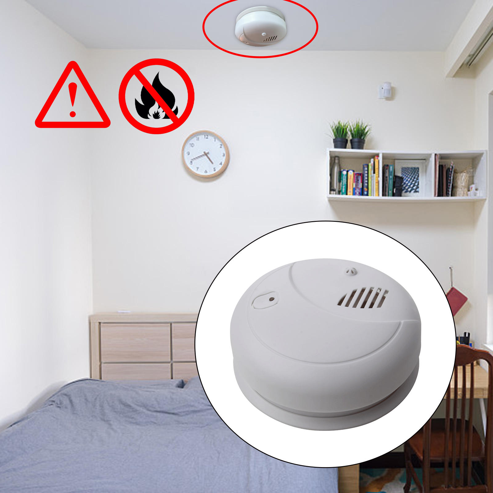 Temperature Heat Detector Alarm 54-60 Degrees ABS Flame Retardant Material 85dB for Home Easy to Install Parts Professional