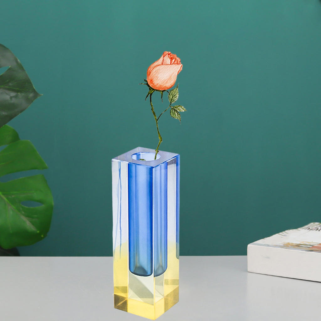 Modern Rainbow Pillar Bud Vase Tabletop Glass Vases Luxury Decorative Acrylic Crystal Nordic Room Decoration Home