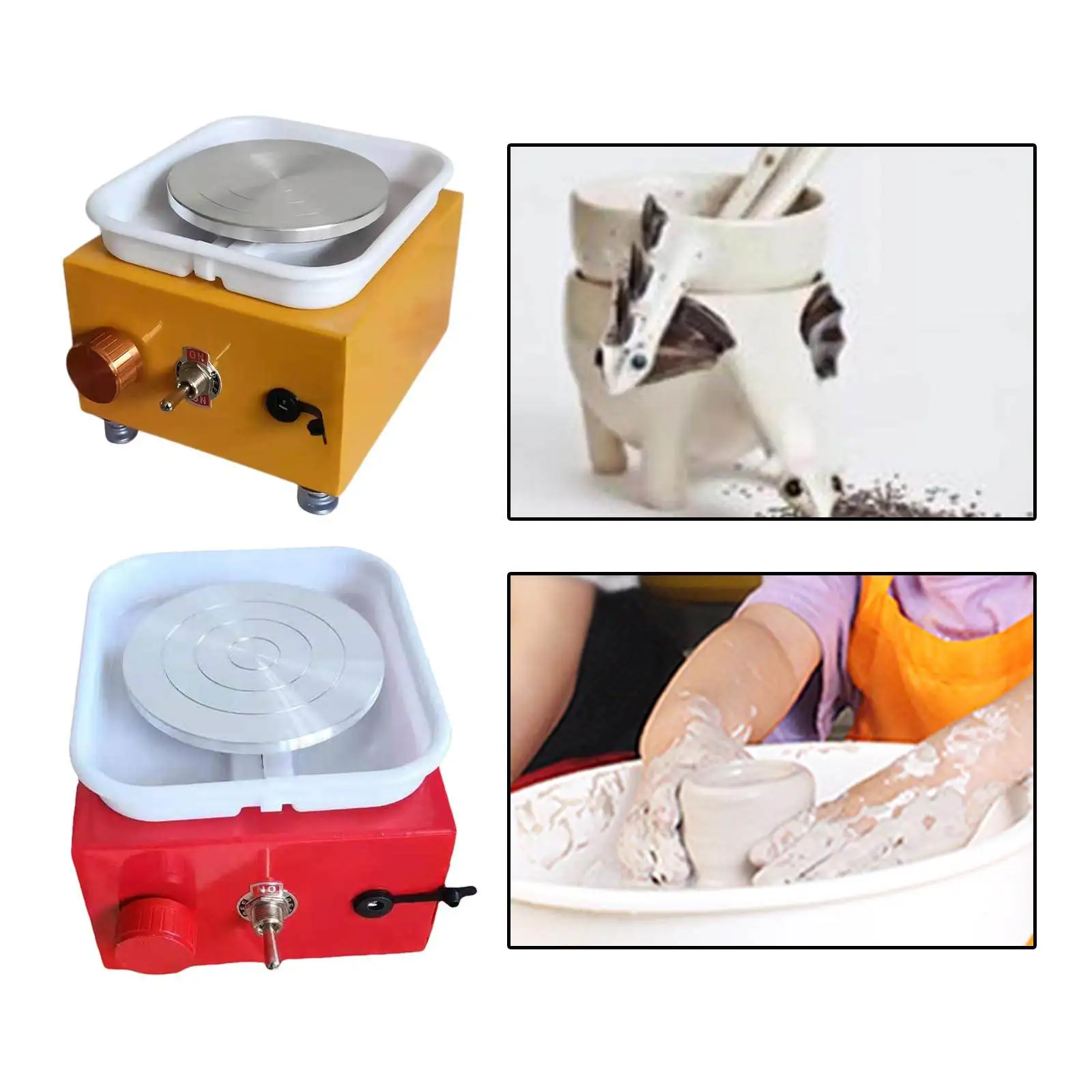 Electric Pottery Wheel Mini Clay Forming Art Craft Ceramic Trimming Wheel US Plug Tool Machine for School Teaching Kids Home Use