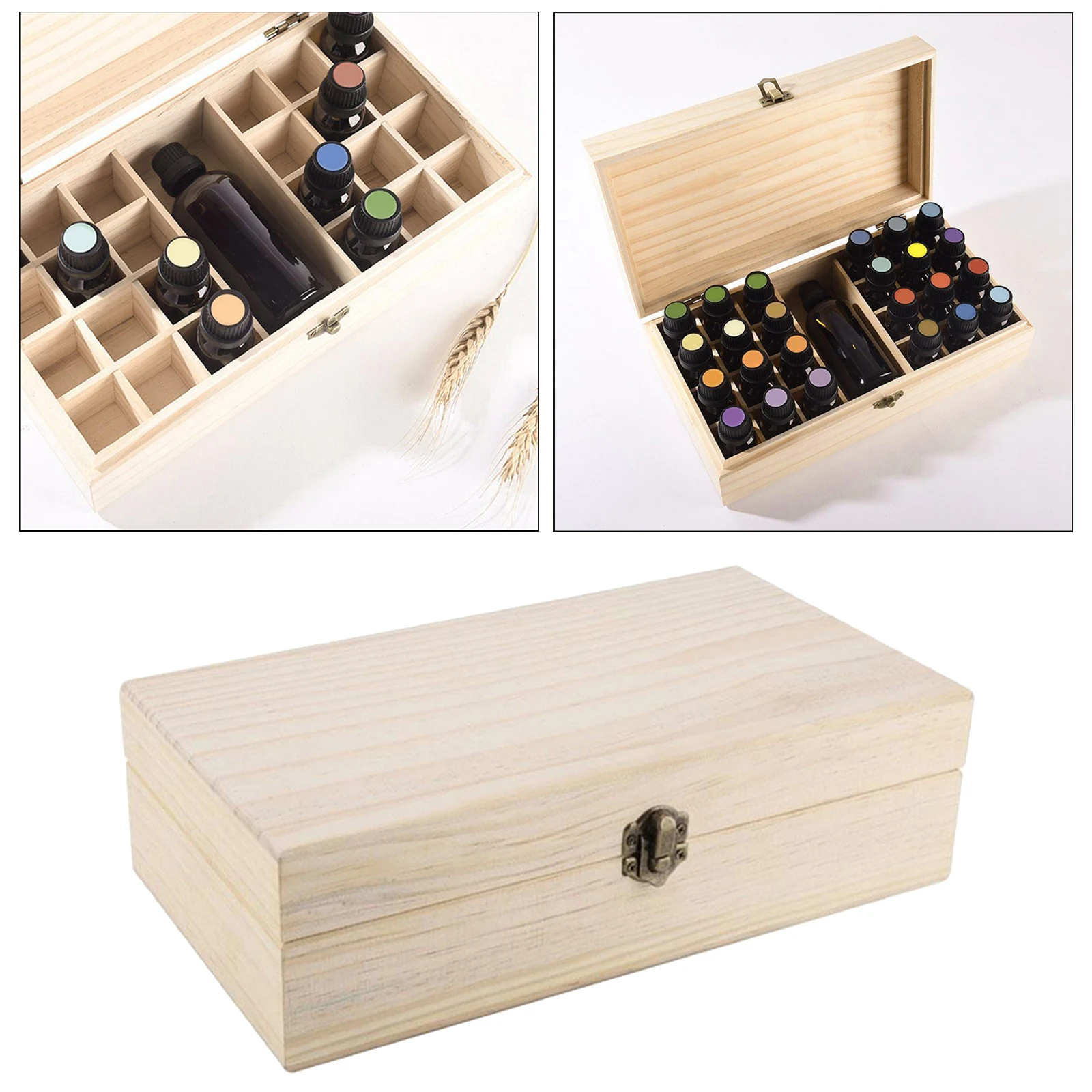 25Slots Essential Oils Storage Box Wooden 5/10/15ml Bottle  Organizer
