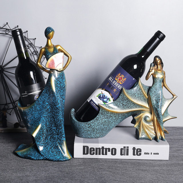 Resin Lady Wine Bottle Holder Figurines European Creative Ornament Wine  Rack Craft Decoration Wine Holder Decor for Home