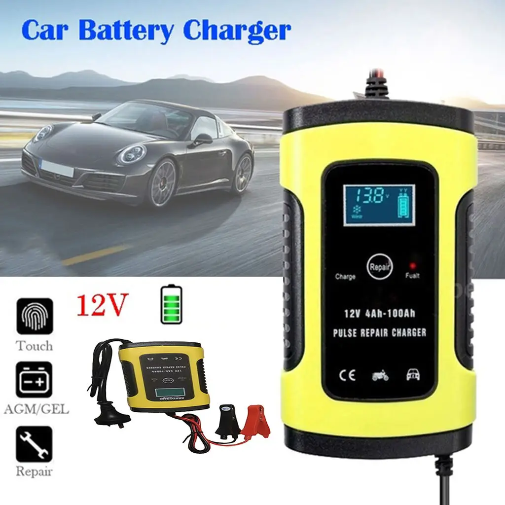 Full Automatic Car Battery Charger 12V6A Fast Power Charging Digital LCD Display