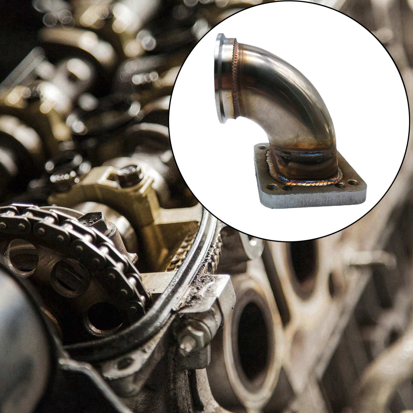 304 Stainless Steel, V-Band 90 Degree Elbow Adapter Flange Kit, for T3 T4 Turbocharger, Chargers Parts, Car Accessories