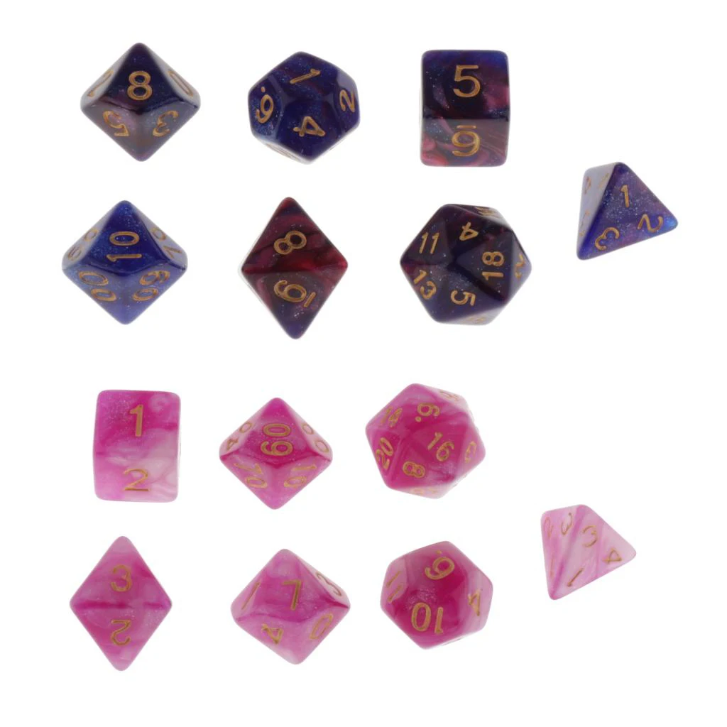 14 Pack Plastic D4-D20 Dice Role Playing for DND Party Game Casino Supplies