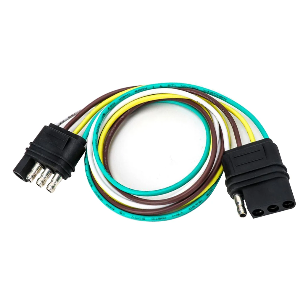 4- Trailer Light Wiring Harness Extension Flat 24`` Wire Connector