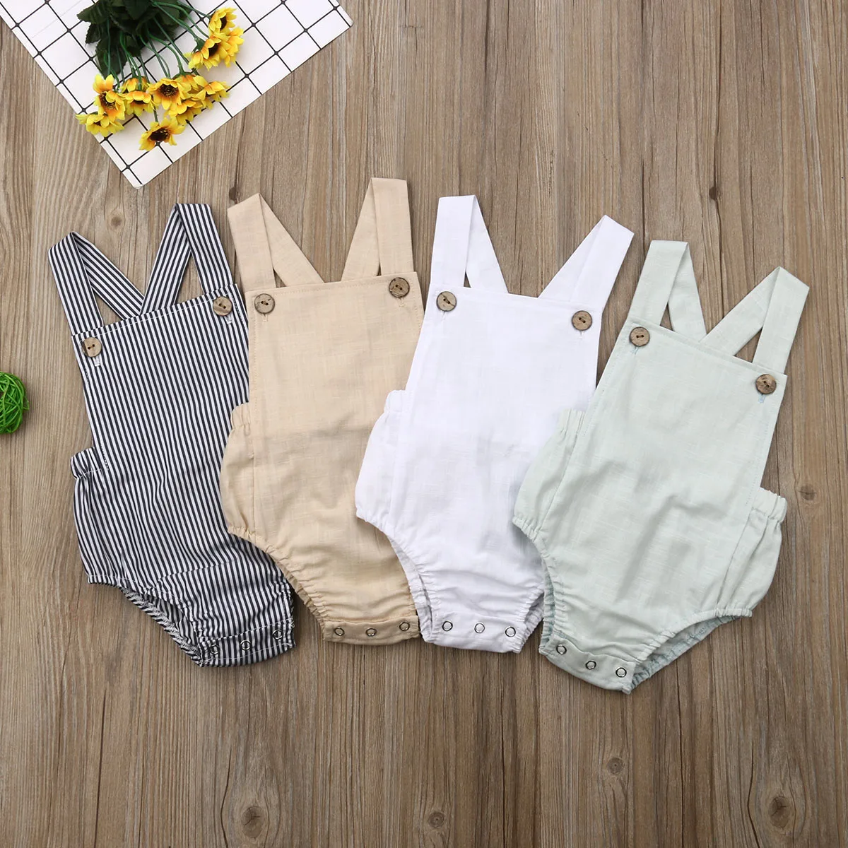 11Color Newborn Infant Baby Boy Girl Bodysuit Summer Button Jumpsuit Striped Casual Sleeveless Backless Solid Outfits Clothes cool baby bodysuits	