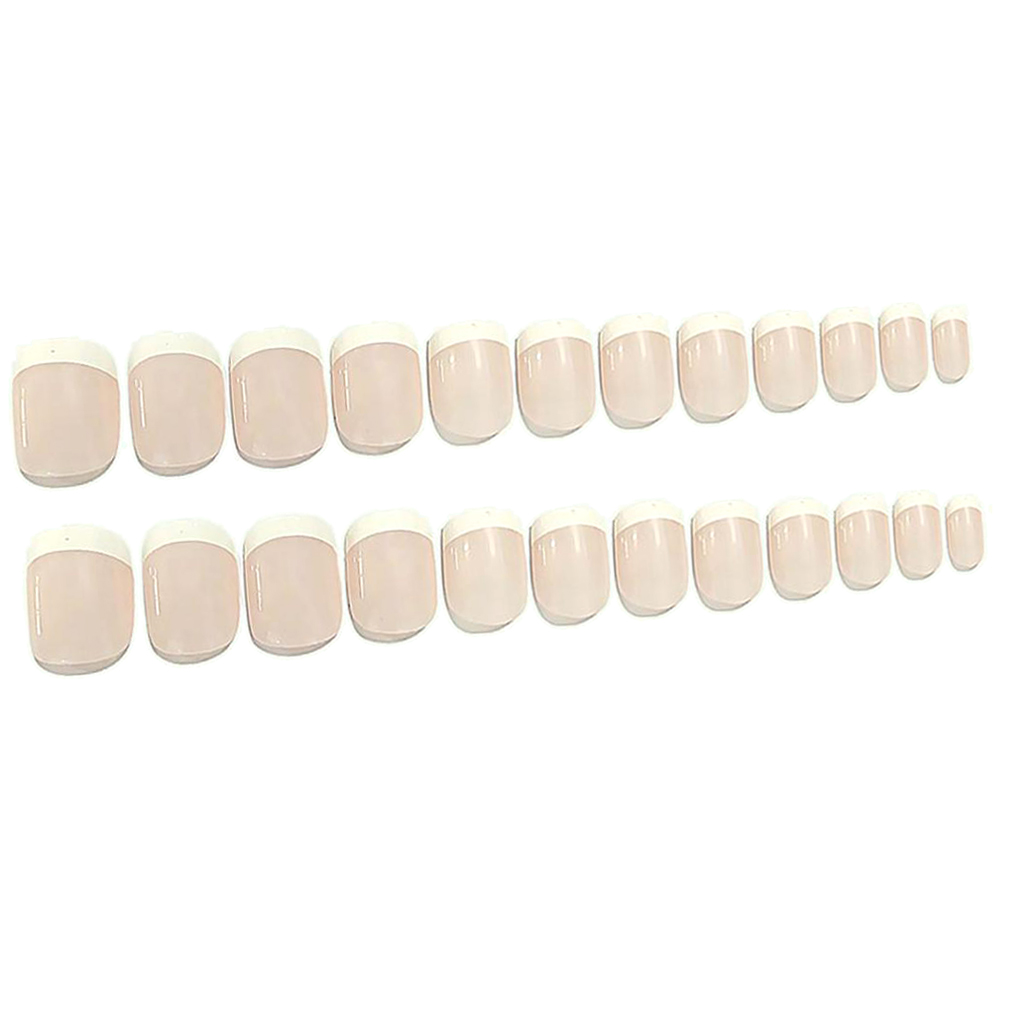 24pcs French Style Short False Nails Full Cover Nail Art Tips Light Pink