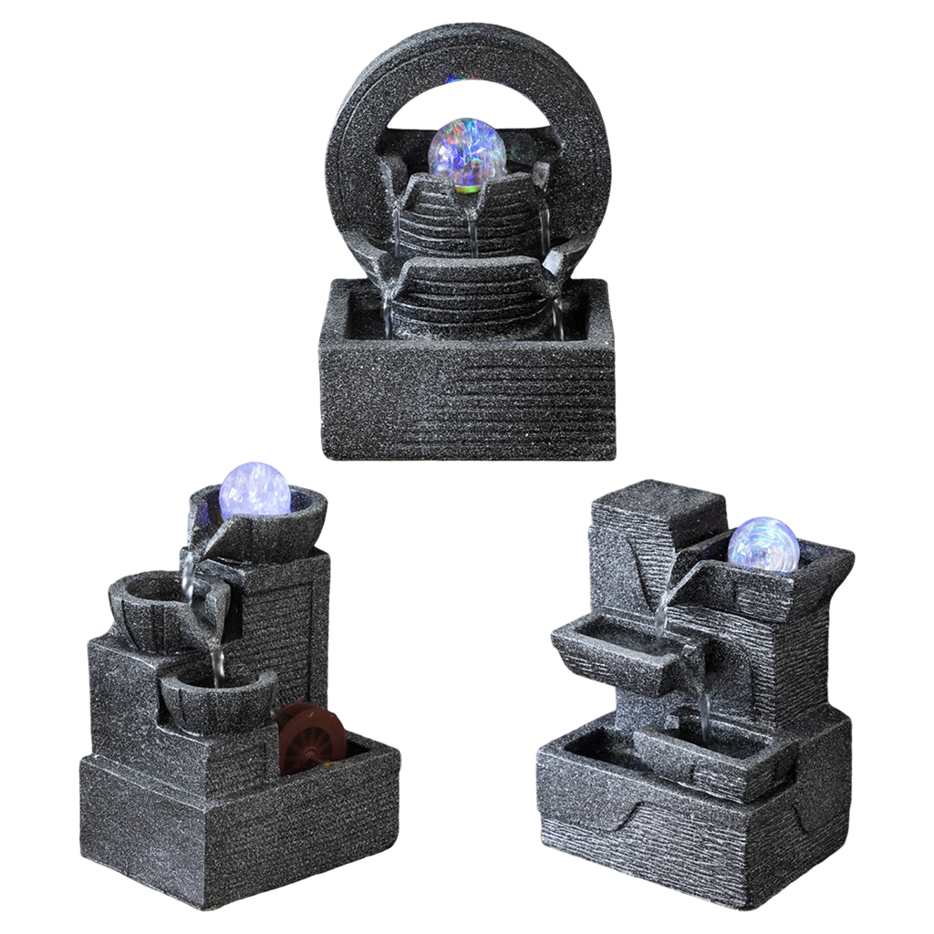Indoor Water Fountain Waterfall Scene Tabletop Feng Shui Meditation Tabletop Desk Fountain for Home Yoga Office Spa Living Room