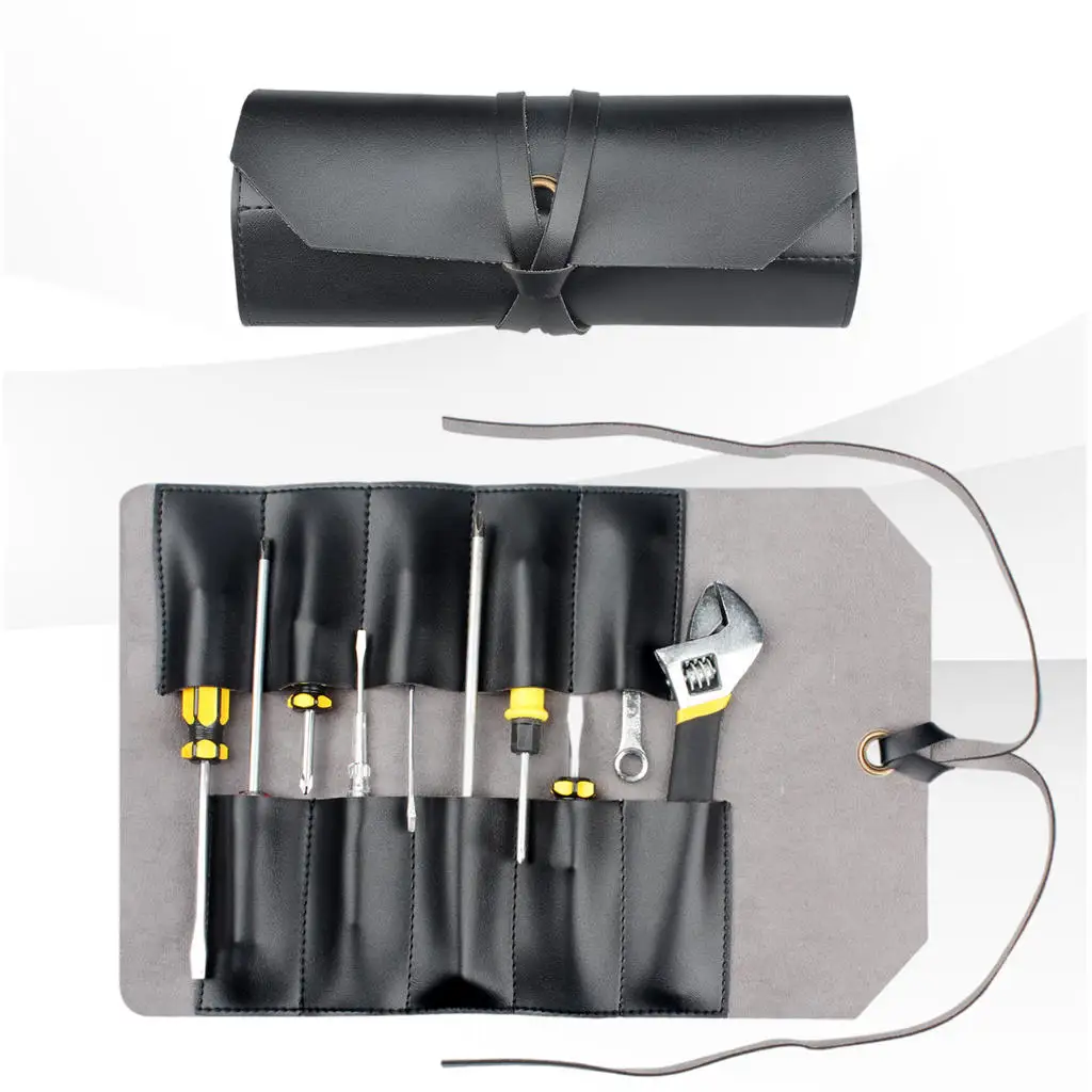Durable Tool Roll Up Bag Pouch Wrench Organizer Leather Pocket Pliers Multi Purpose Carpenter Storage Case Accessories