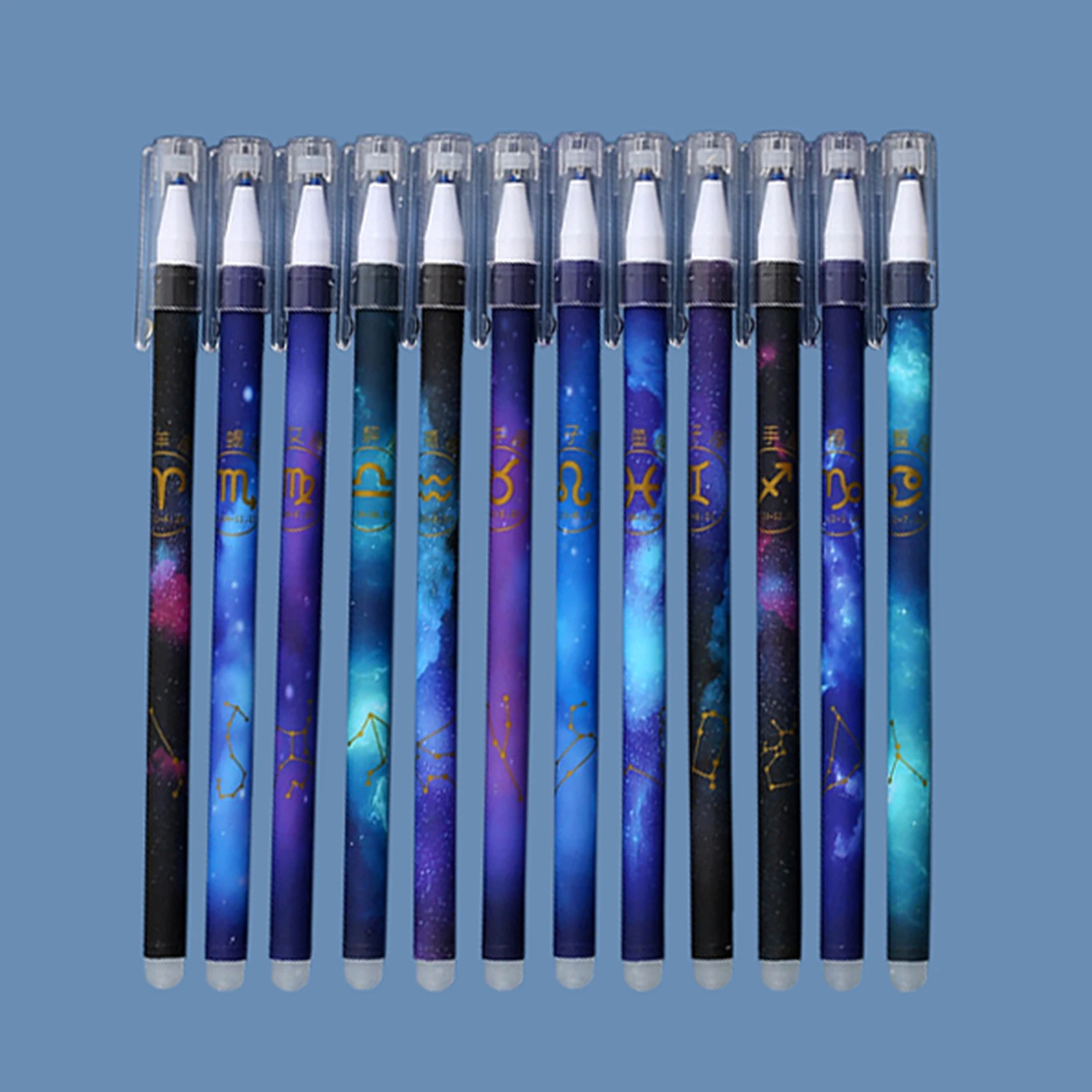 12pcs Constellation Erasable Gel Pen 0.5mm Blue Ink Pen Student Stationery School Writing Office Supplies Gift