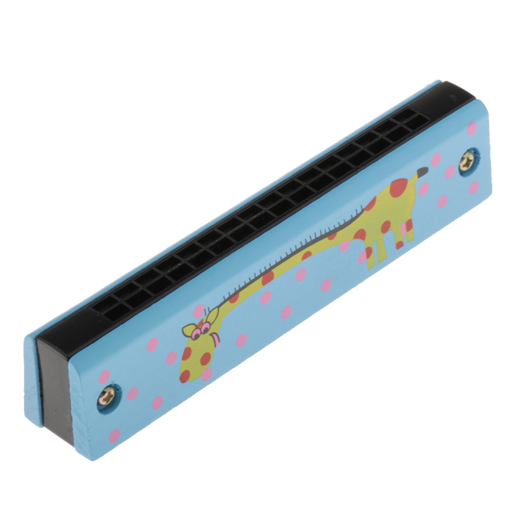 Wooden Cartoon Harmonicas Double-row 16-hole Mouth Organ Music Toy Giraffe