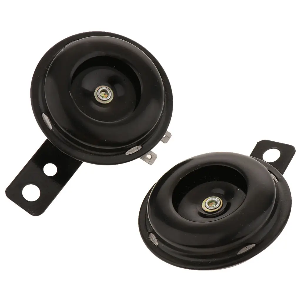 2 Pack Universal 12V 1.5A 105db Motorcycle Electric Horns Auto Horns Loud kit Waterproof Round Loud Horn Speakers