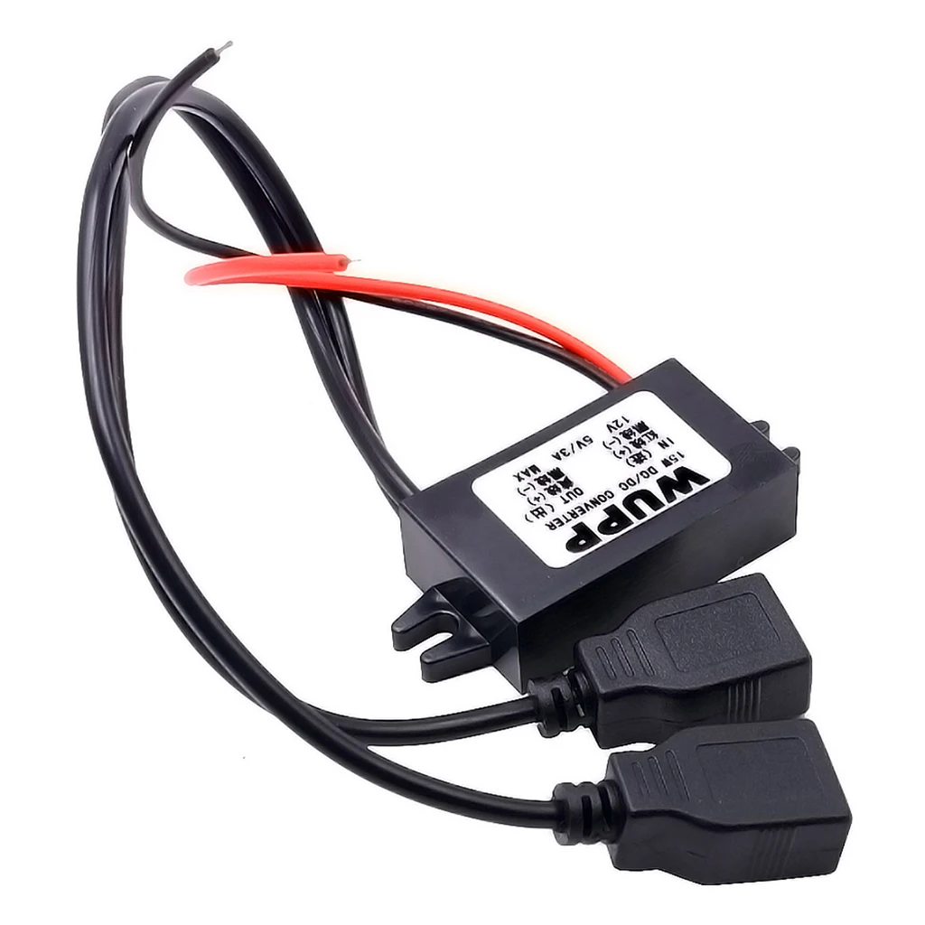 Car Charger  DC-DC 12V to 5V 2-USB Power Module for MP3 Phone GPS